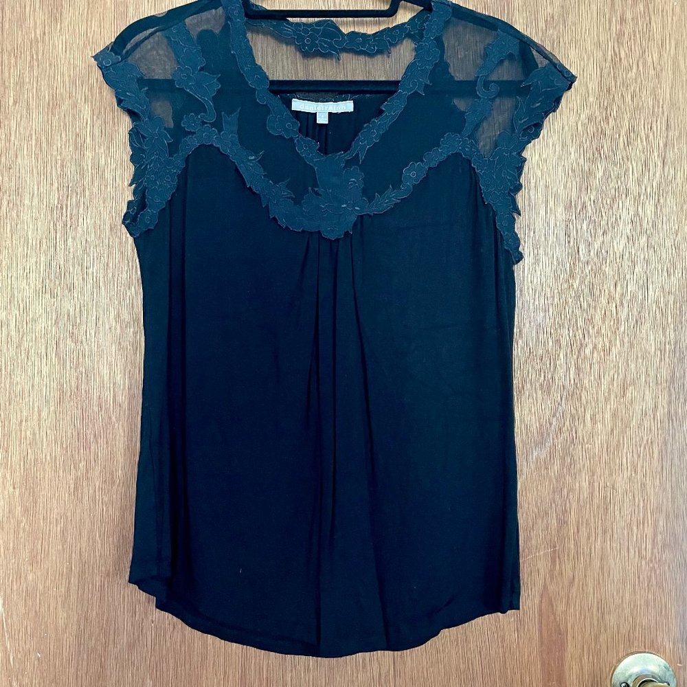 Black Mesh Trim Blouse